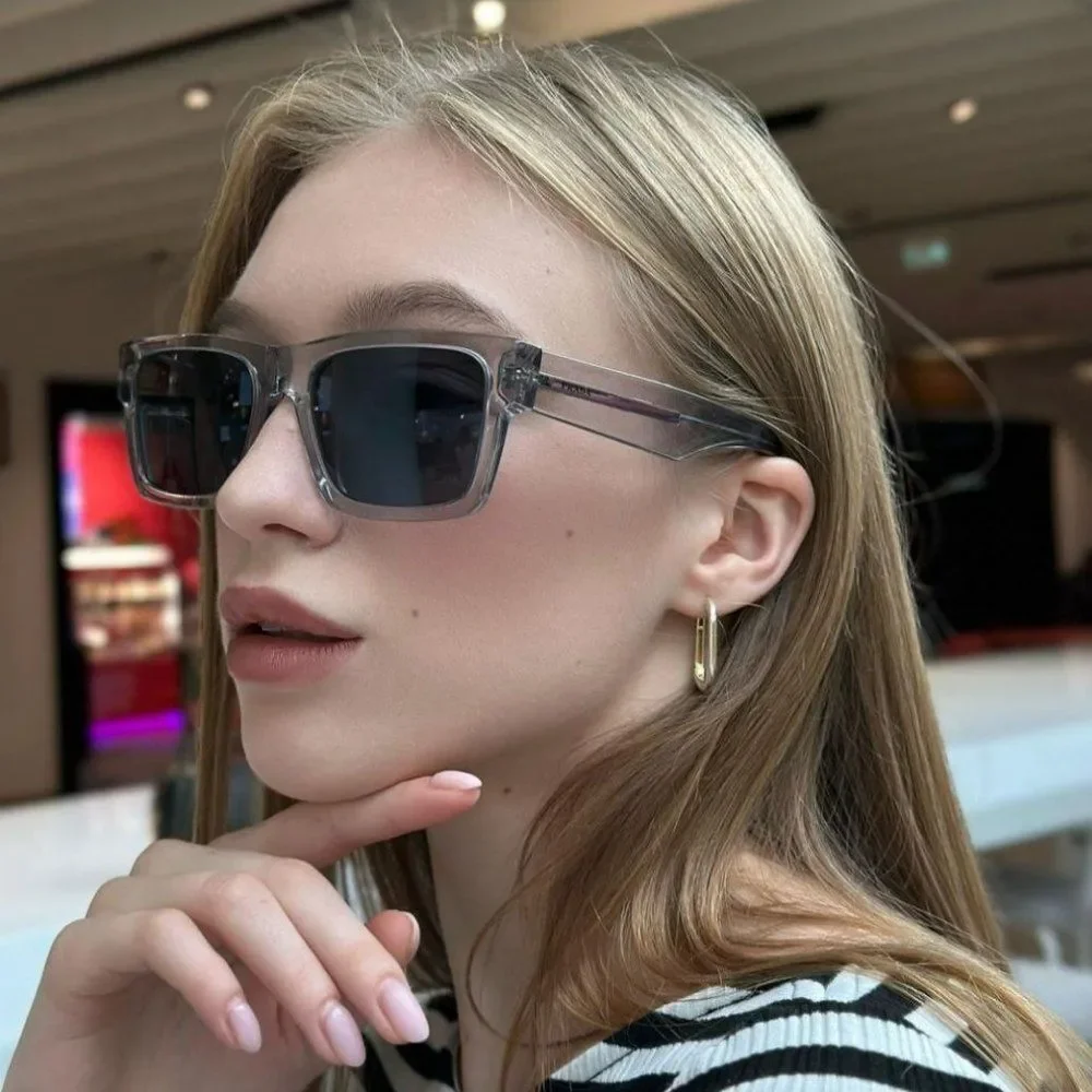 NEW Prada PR19WS U4309T  Crystal Grey Dark Grey Square Unisex Sunglasses